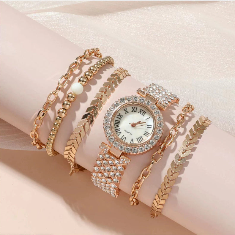Montre pour femmes avec 5 bracelets